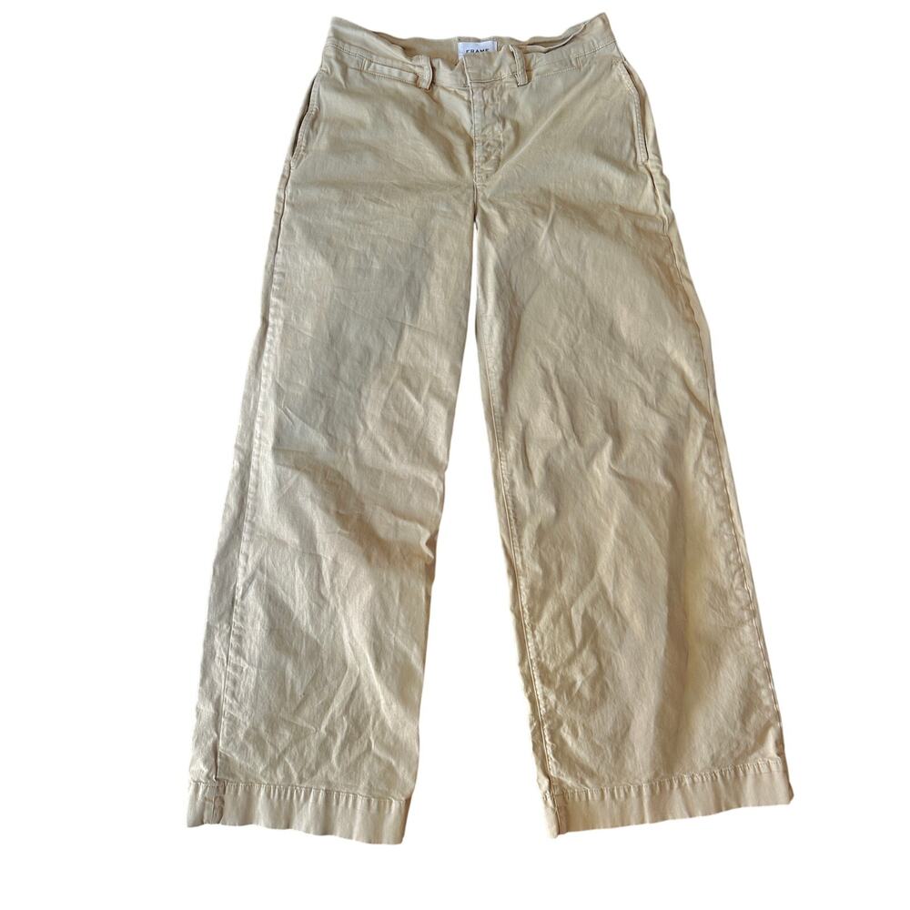 FRAME Wide Leg Tomboy Trousers | Washed Tan | Size 27 - Picture 3 of 10